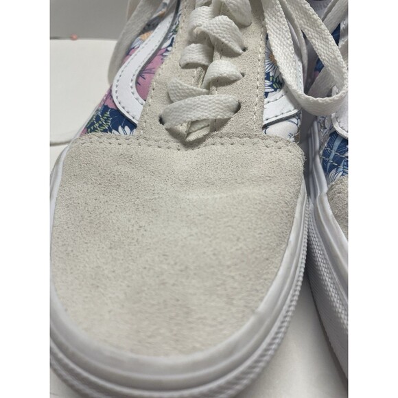 Vans Low Sneakers Tennis Shoes Retro Pink floral white suede top size 7 skater - Picture 4 of 12